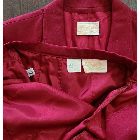 Pendleton Women's 100% Virgin Wool Skirt Blazer Set Maroon Red Vtg Size 12 - Picture 9 of 14